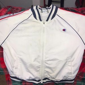 Champion zip up sweater white